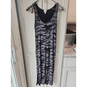Peyton Jensen Maya Midi Dress S Camo Lined Rayon‎ Spandex Soft Raceback Evereve